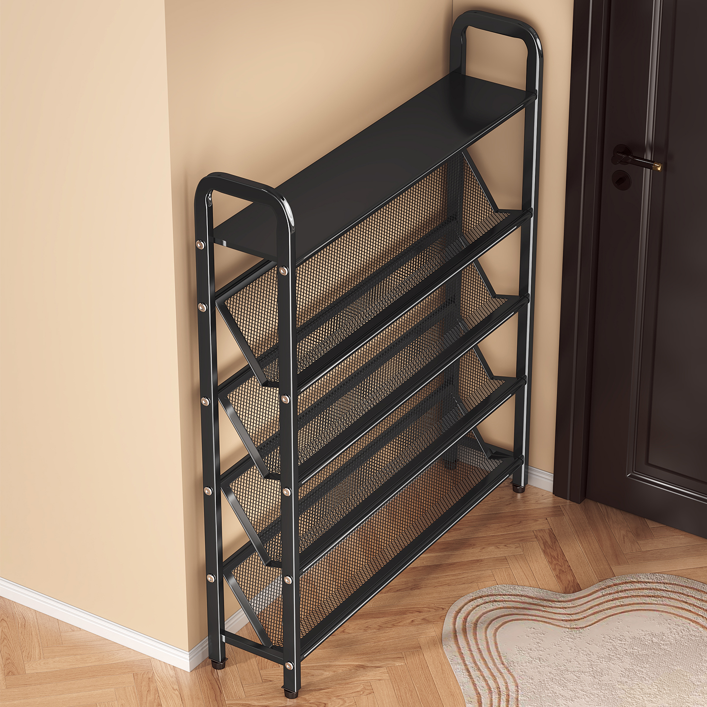 入户小窄鞋架子家用门口多层收纳架超薄玄关宿舍出租屋用简易鞋柜