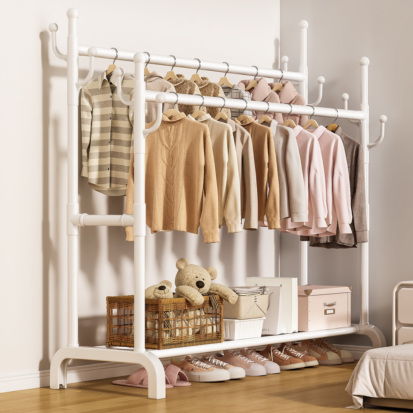 衣架落地卧室内挂衣架挂杆家用阳台晾衣架出租房简易收纳衣帽架子,收纳整理,衣帽架,淘宝优惠券,粉丝福利购,淘宝优惠卷