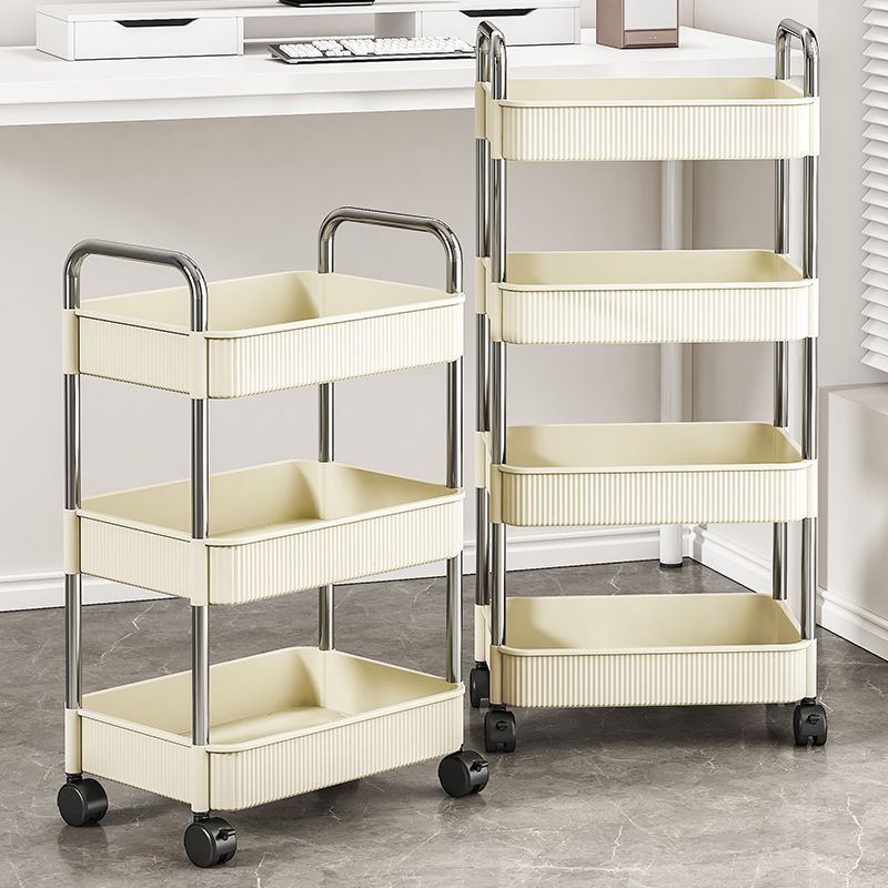 【小红书推荐】奶油风推车置物架