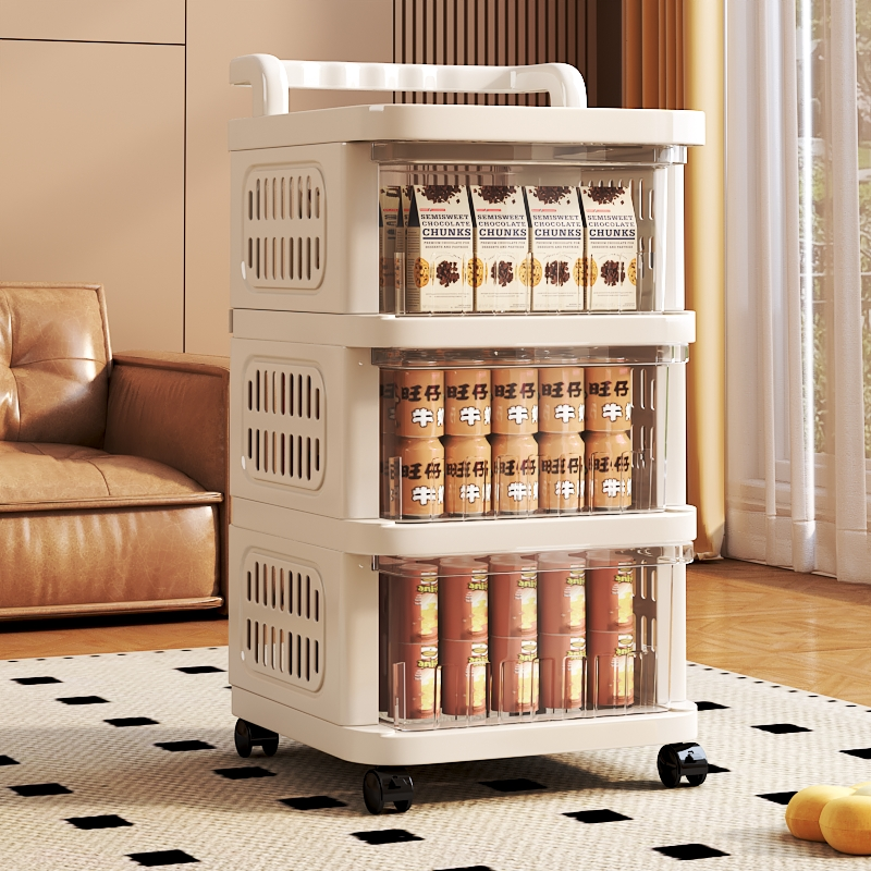零食置物架落地客厅可移动小推车多层玩具收纳架卧室抽屉式储物柜
