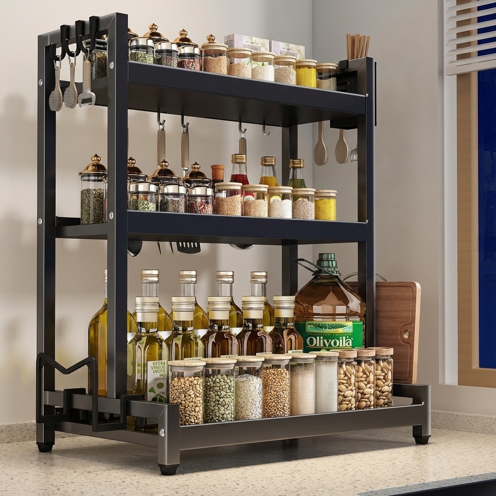 厨房调料置物架台面多功能放油盐酱醋瓶罐调味品家用收纳架子刀架,厨房/烹饪用具,调料置物架,淘宝优惠券,粉丝福利购,淘宝优惠卷