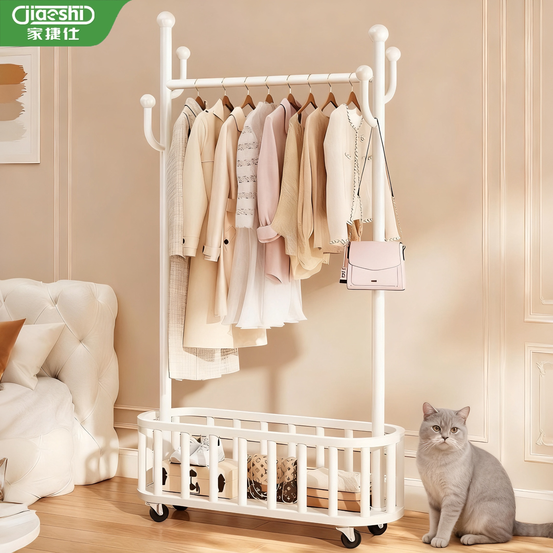 简易移动衣帽架落地卧室家用挂衣架室内多功能晾衣架阳台晒衣架子,收纳整理,置地/升降晾晒衣架,淘宝优惠券,粉丝福利购,淘宝优惠卷