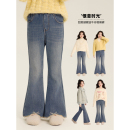 甜美微喇蝴蝶结花边加厚牛仔裤 2025新款 子冬季 Amybaby女童裤