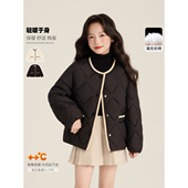 Amybaby女童上衣冬季 韩系撞色百搭宽松保暖棉服外套 2025新款