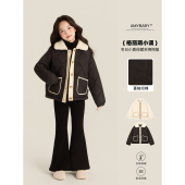 Amybaby女童上衣冬季 小香风减龄毛领保暖超好看棉服外套 2025新款