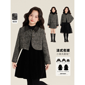 高级感法式 2025新款 赫本风连衣裙外套百褶裙 冬季 Amybaby女童套装