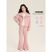 阔腿裤 Amybaby女童套装 韩系学院风气质减龄卫衣开衫 2026新款 春季