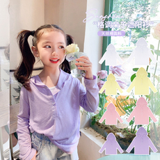 Семейные футболки amybaby儿童防晒衣夏季薄款 男童女童冰丝冰凉带帽子透气长袖外套