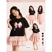 Amybaby女童T恤2025夏季 上衣连衣裙 短袖 新款 儿童可爱甜美洋气韩版