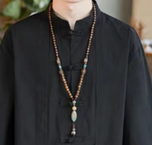 国风新中式 吊坠个性 T恤复古唐装 项链男女配饰民族风佛珠挂件长款