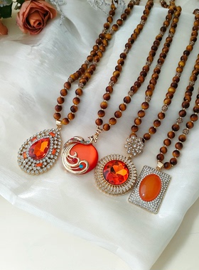 新中式国风旗袍复古项链女轻奢高级感珍珠串珠毛衣链气质百搭配饰