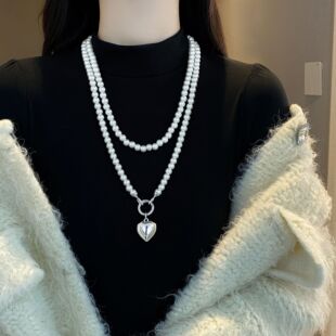 珍珠项链百搭长毛衣链女轻奢斜跨链时尚简约高级感吊坠国风新中式