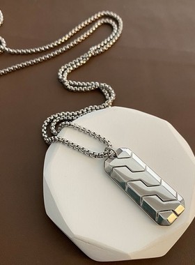 钛钢男女朋克六边形斜边轮胎纹嘻哈个性时尚项链配饰毛衣链挂件潮