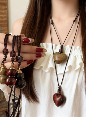 新中式国风男女可打开葫芦项链女复古民族风编织绳长款毛衣链配饰