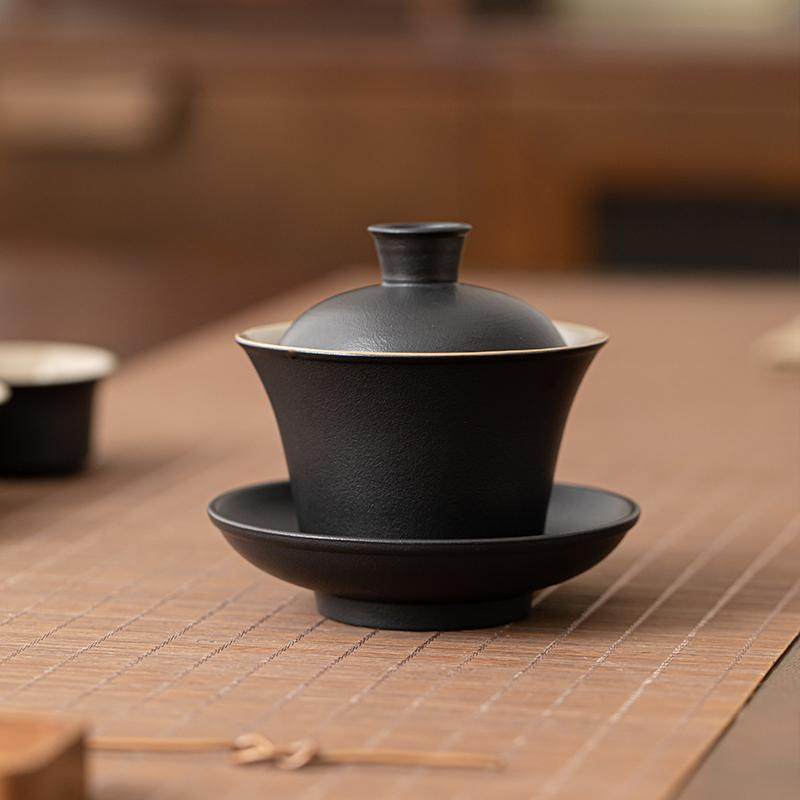 库存处理黑陶功夫茶具三才盖碗泡茶碗茶杯敬茶碗中式创意用家定制