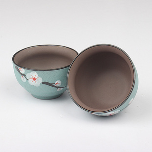 厂家清货价紫砂彩砂手绘梅花茶杯单个主人杯陶瓷家用创意中式75ml