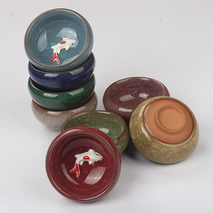 库存处理立体鱼冰裂纹功夫茶小茶杯子创意可爱部分地区满8个包邮