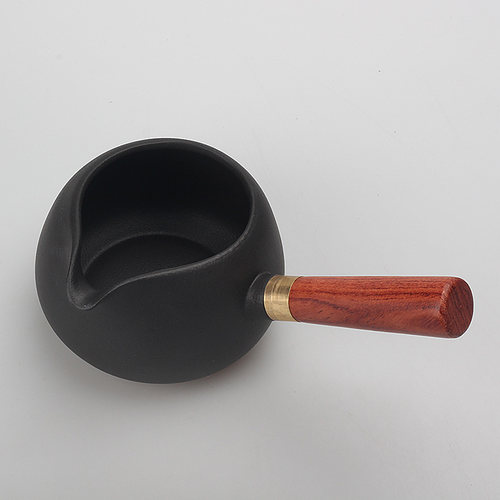 库存亏本处理220ml黑陶带花梨木侧公道杯泡茶分茶器茶海复古中式