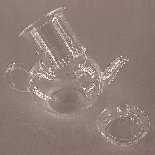 带过滤内胆耐高温纯色玻璃茶壶