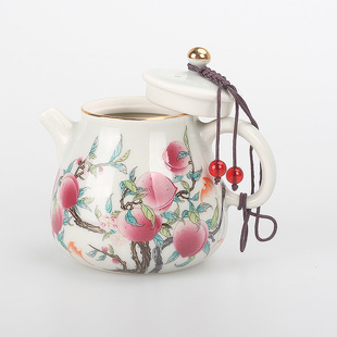 功夫茶壶草木灰九桃文旦壶桃子泡茶器单个泡茶壶创意复古中式古典