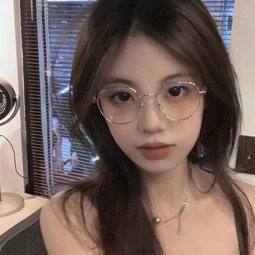 复古金丝眼镜近视女可配度数散光