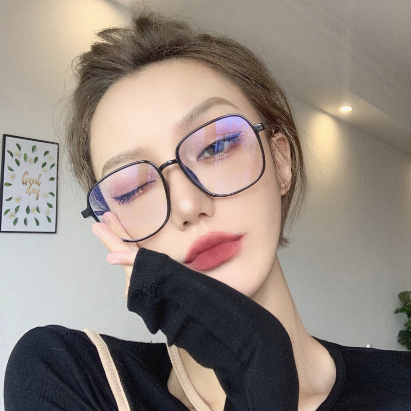 超轻素颜黑框眼镜显脸小可配度数