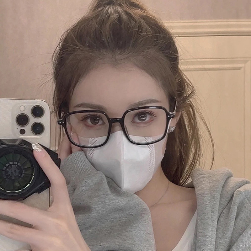 超大素颜神器眼镜女韩版潮网红方形黑色眼镜框女大脸显瘦可配度数