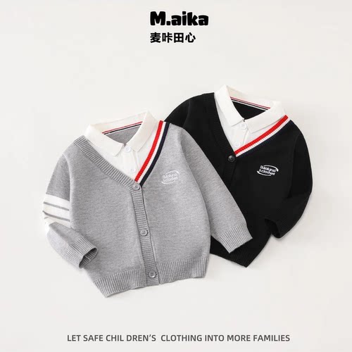 男童假两件秋冬新款学院风百搭