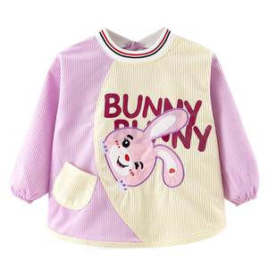 宝宝罩衣防水防脏反穿衣秋冬灯芯绒春季男童幼儿园吃饭衣婴儿围兜