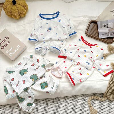 儿童家居服七分袖套装薄款