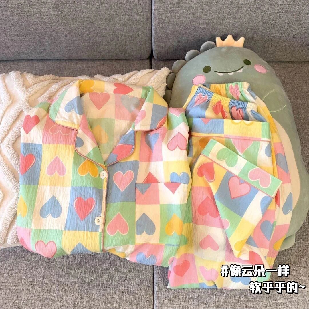 儿童宽松睡衣春秋季女童可爱女孩宝宝长袖卡通中大童家居服套装