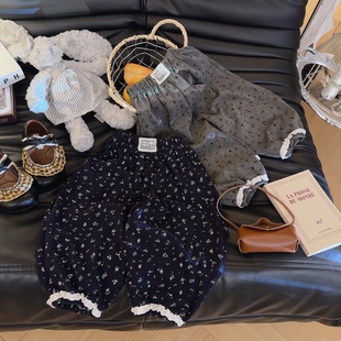 女童2026春秋加绒韩系洋气时髦时尚舒适碎花休闲裤冬季百搭灯笼裤