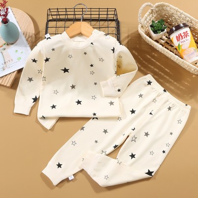 纯棉秋衣秋裤套装圆领长袖打底