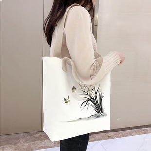 帆布包女2025新款 单肩斜挎手提布袋妈咪托特包白色上班大容量学生
