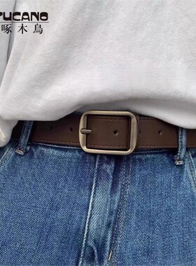 啄木鸟ins复古腰带男女简约百搭韩版学生休闲针扣皮带装饰牛仔裤