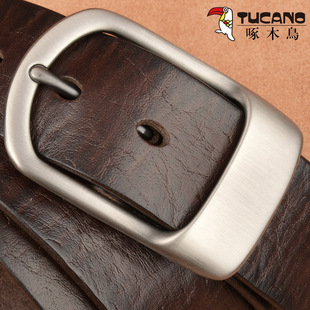 带男休闲皮带男真皮个性 啄木鸟牛皮男士 皮带针扣头腰带男真皮层裤