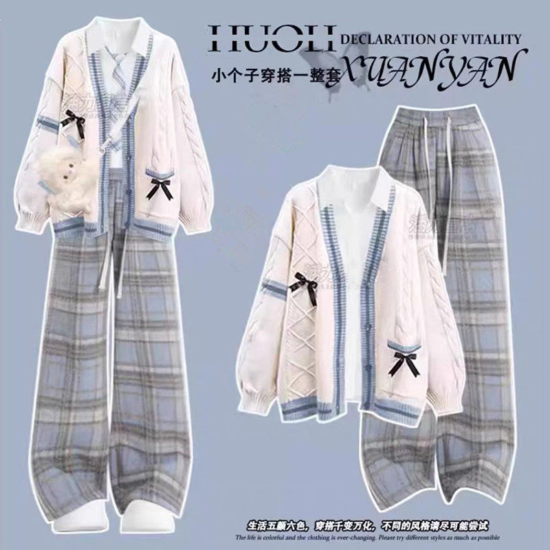 女童秋装开衫阔腿裤套装中大童春秋季毛衣外套长袖上衣裤子两件套,童装/婴儿装/亲子装,套装,淘宝优惠券,粉丝福利购,淘宝优惠卷