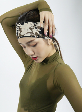 NF Dance宁方拉丁舞舞服女士纱网拼接小高领连体上衣#248