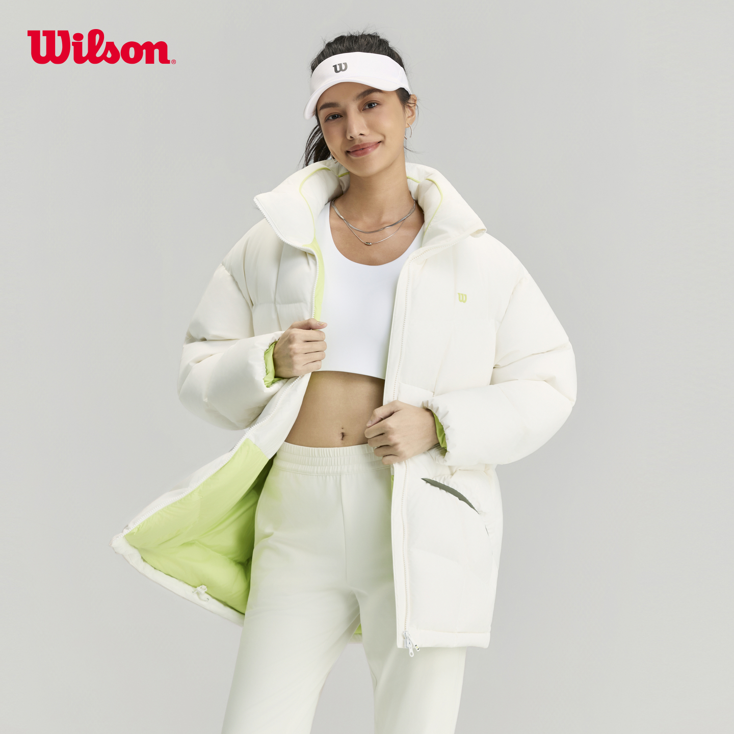 Wilson威尔胜官方25年冬季新款女士保暖花绒系列混合填充羽绒服