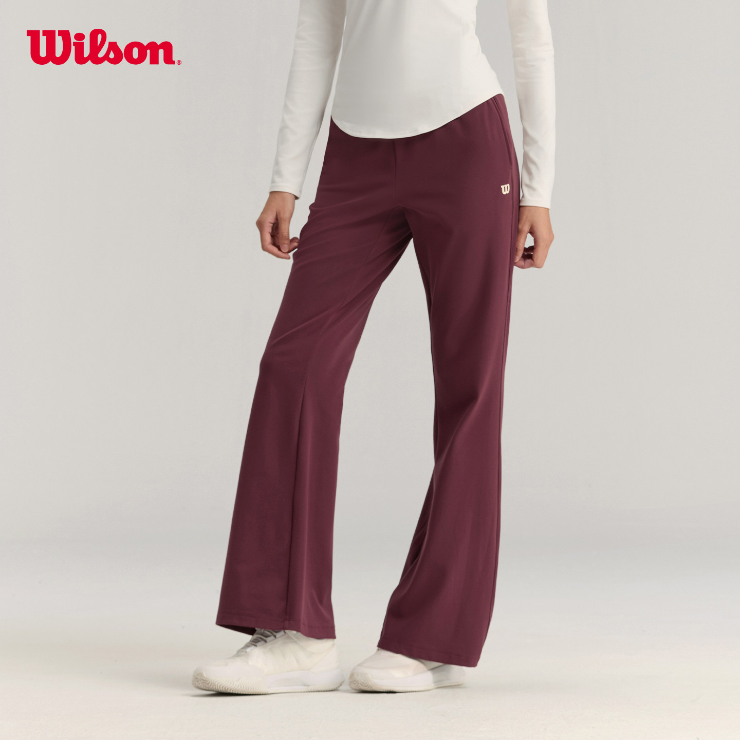 Wilson威尔胜官方春季女士舒适弹力微喇百搭运动休闲针织长裤,运动服/休闲服装,运动长裤,淘宝优惠券,粉丝福利购,淘宝优惠卷