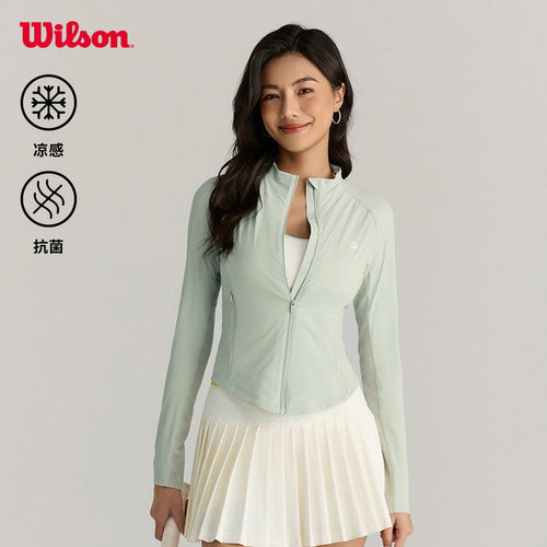Wilson威尔胜夏季女士网球运动紧身凉感抗菌百搭针织长袖立领外套