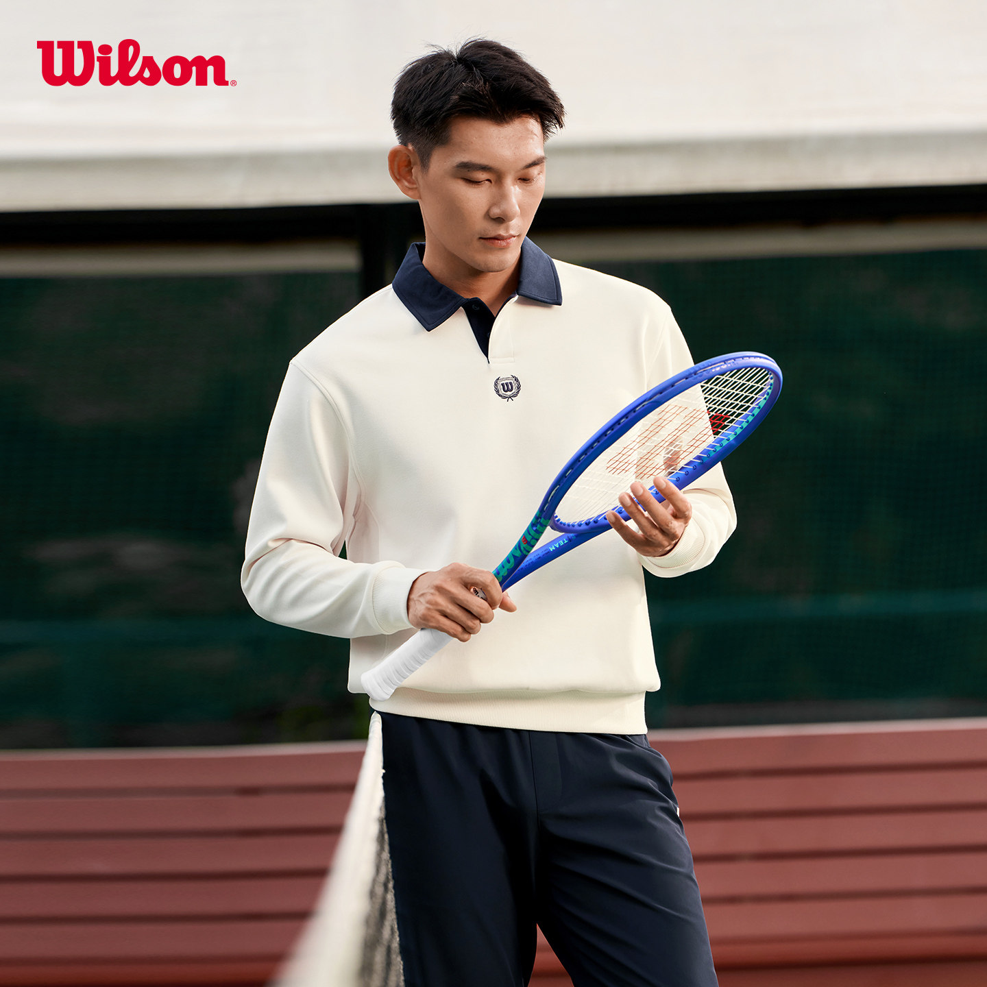 【郑恺同款】Wilson威尔胜26年男士经典复古翻领网球运动套头卫衣