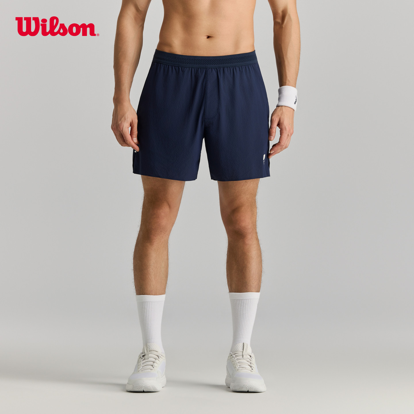 Wilson威尔胜26年夏季新款男士弹力冲孔轻薄透气网球运动梭织短裤