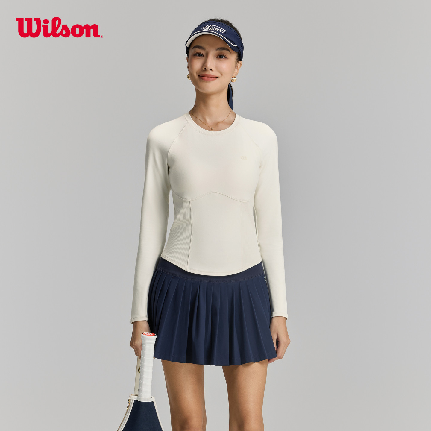 Wilson威尔胜26秋季新款女士圆领带胸垫收腰紧身网球运动长袖T恤