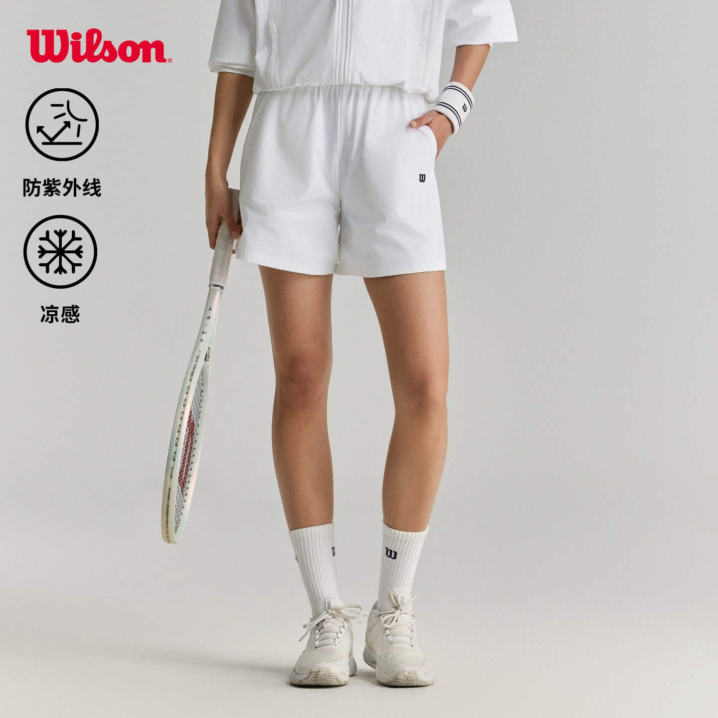Wilson威尔胜26年夏季新款女士冲孔透气宽松凉感网球运动梭织短裤