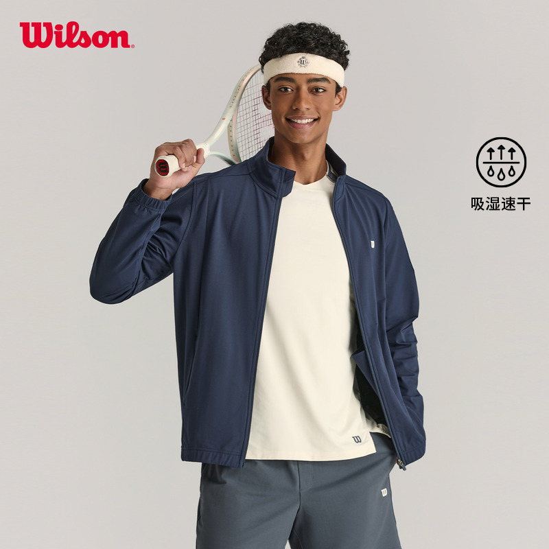 Wilson威尔胜官方25年秋季新款男士运动吸湿速干网球针织上衣外套