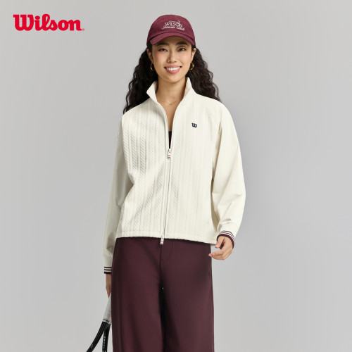 Wilson威尔胜26年秋季新款女士复古提花弹力宽松网球运动梭织外套