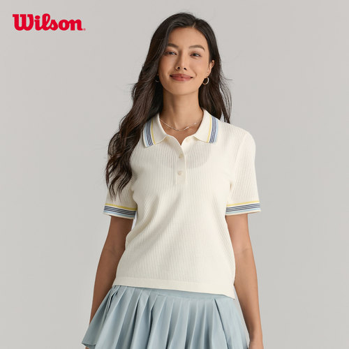Wilson威尔胜官方夏季女士运动经典复古撞色网球针织短袖POLO衫