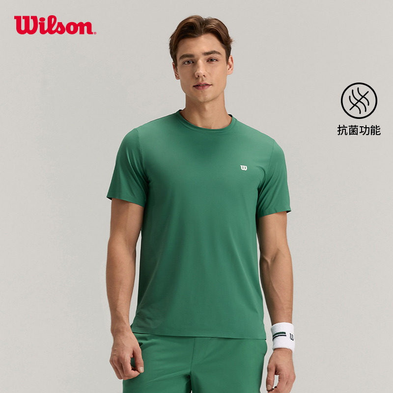 Wilson威尔胜官方25年夏季男士DAILY网球运动抗菌休闲针织短袖T恤