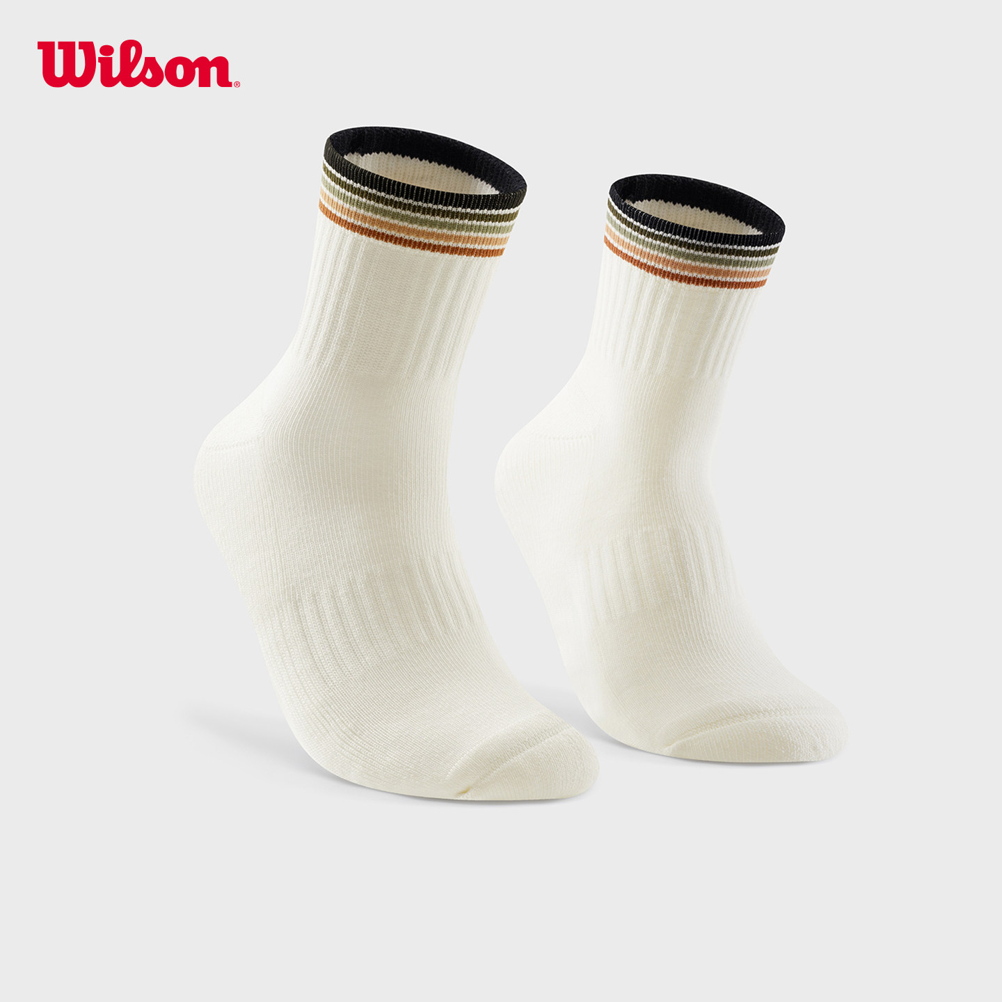 Wilson威尔胜官方弹力百搭时尚单双装缓震抗菌网球运动中腰袜子